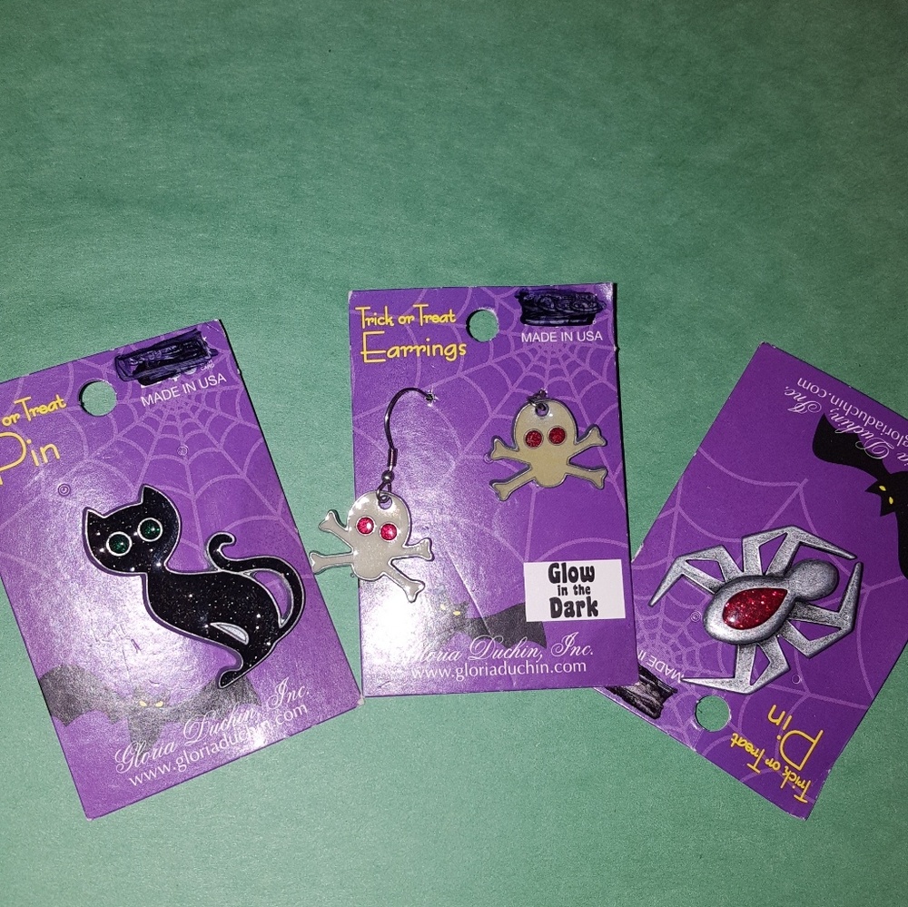 3pc GLORIA DUCHIN SIGNED TRICK OR TREAT EARRINGS A